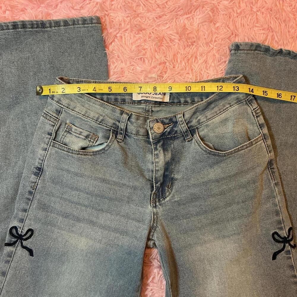 Gogo jeans blue embroidered bow jeans #embroidery #denim - Picture 2 of 6
